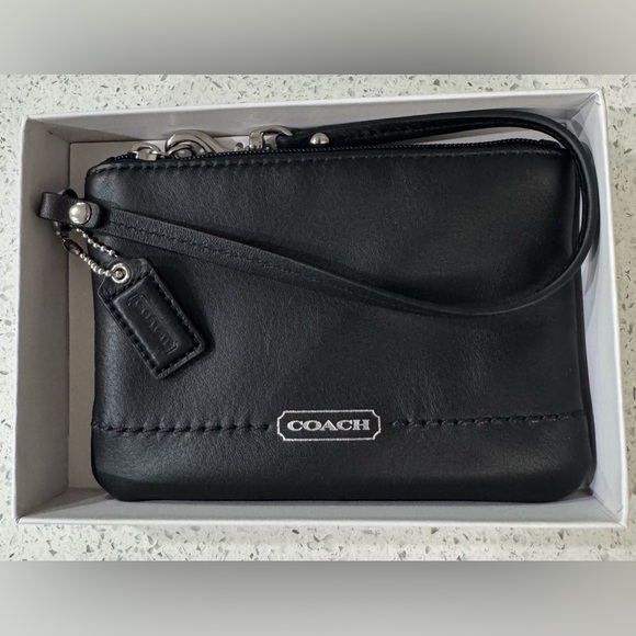 Coach Black Leather Wristlet (NIB) - Picture 1 of 2